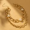 Stylish And Versatile Faux Pearl Layered Necklace With Eyecatching Gold Chain