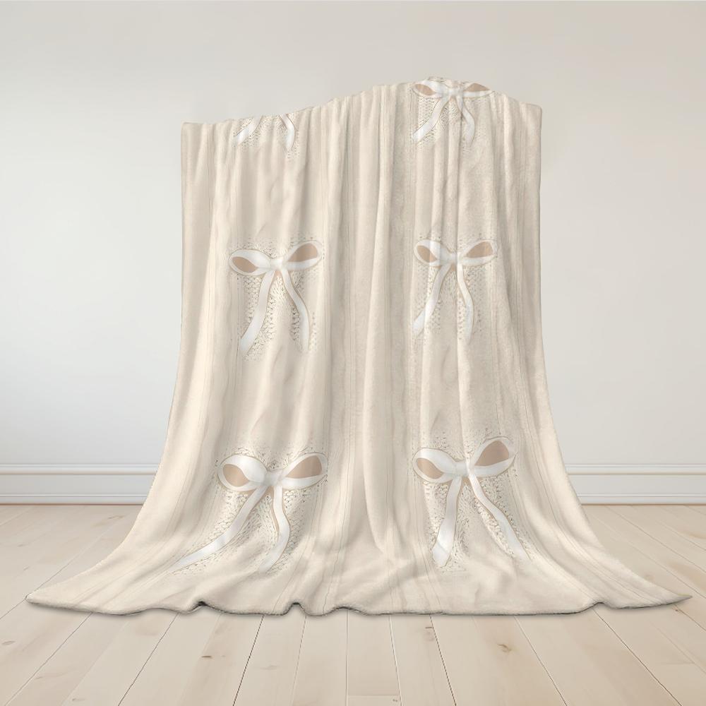 Spitzen-Schleifen-Strick-Flanell-Decke Warm Weich Halloween Weihnachten Sofa Warm Gemütlich Dekoratives Dekor Geschenk für Alle Jahreszeiten