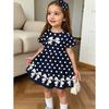 Süßes gepunktetes Schleifenkleid für Mädchen Lässiges kurzärmeliges Kleid Bequeme Mädchenkleidung Sommer Oberteile Kinderkleidung