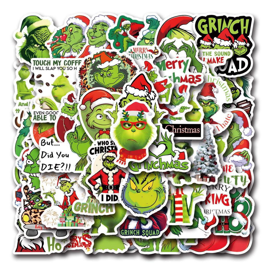 55 Nové vánoční Grinch doodle samolepky ozdobte sešit kufr mobilní telefon DIY samolepky
