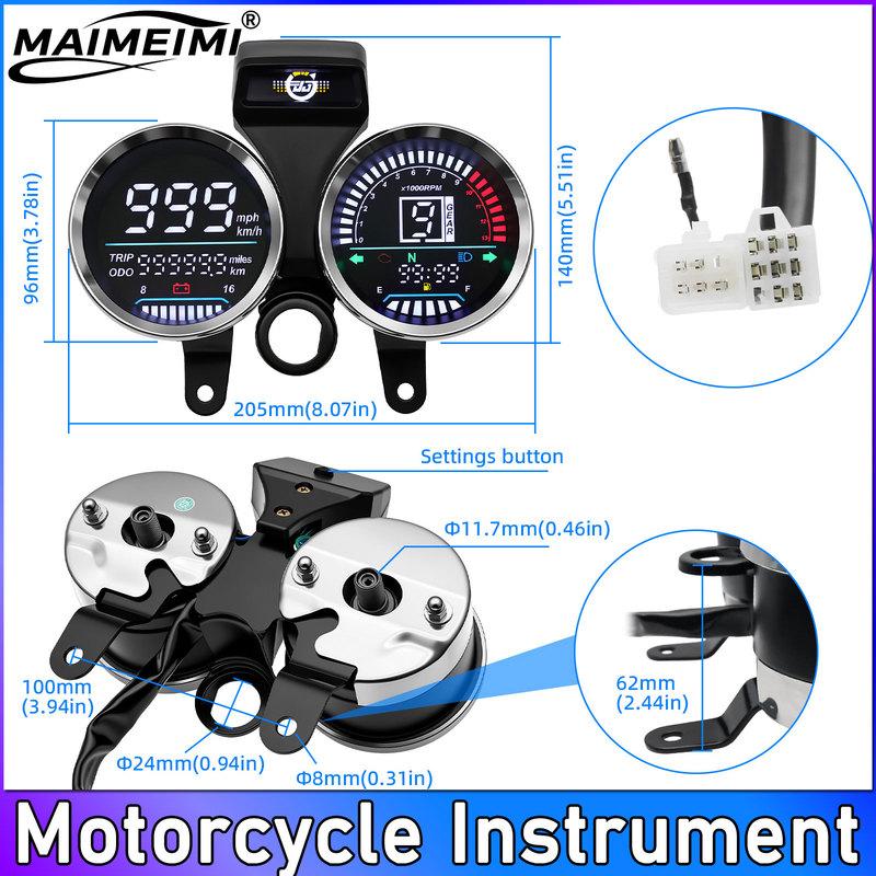 Motorcycle Tachometer Speedometer LCD Digital Odometer Trument Gauges Dashboard Cluste For Suzuki Modified Parts