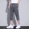 Jeans Corti da Uomo Stile Gamba Dritta Tinta Unita Pantaloni Denim a Metà Polpaccio Chiusura con Bottone e Cerniera Pantaloni Estivi Sottili Corti