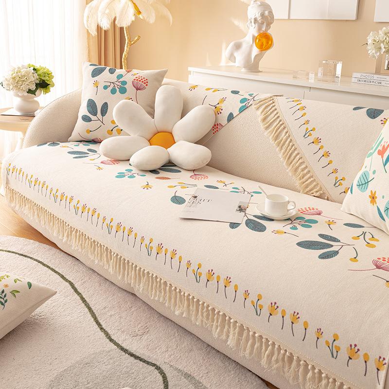 Cotton Linen Sofa Cushion Four Seasons Universal Bohemian Ethnic Ins Style Backrest Towel Full Cover Non-Slip Sofa Cover Slipcover