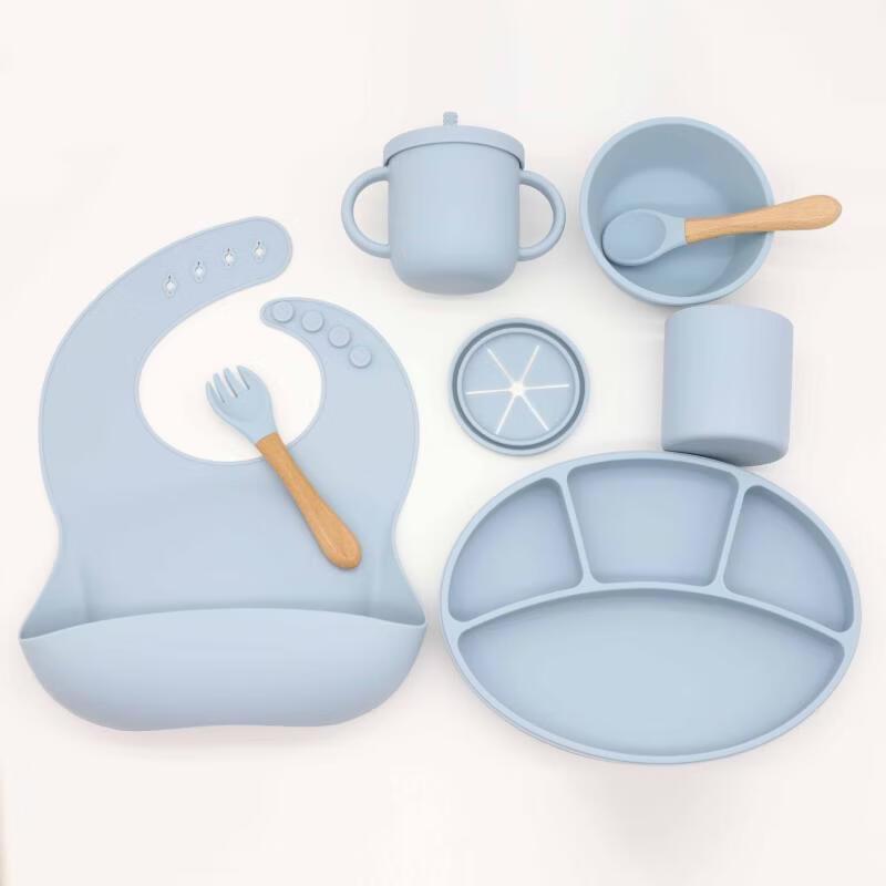 RuHan Silicone Integrated Baby Plate & Bowl Feeding Set