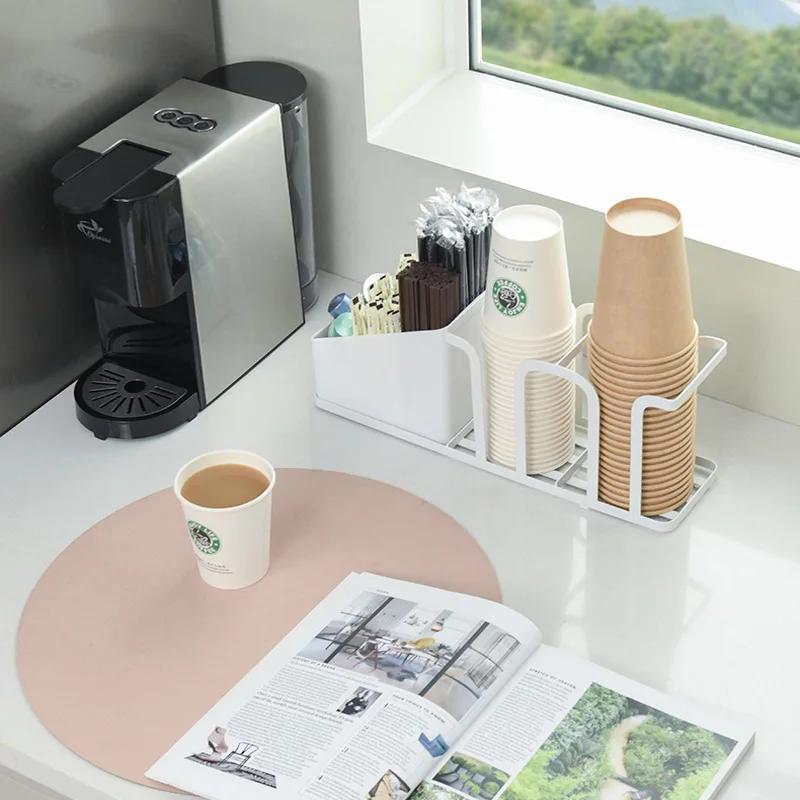 Kaffee-Organizer Teebeutel-Aufbewahrungsregal Schreibtisch Einwegbecherhalter Wasser-Teebecher-Spenderregal für Zuhause Küche Büro