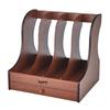 Jing Yu Wooden 4-Compartment Desktop File Organizer