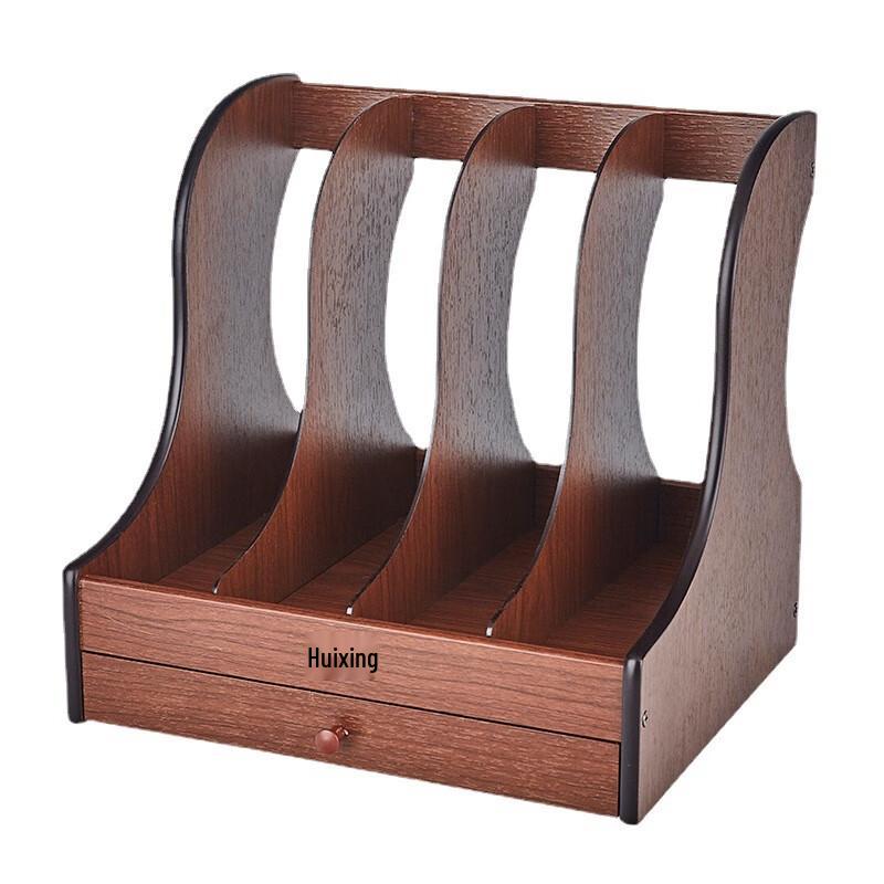 Jing Yu Wooden 4-Compartment Desktop File Organizer