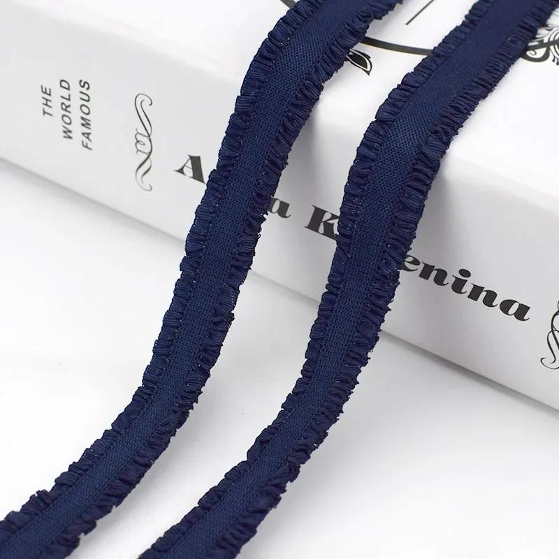 5/10Yards Meetee 12mm Ruffled Elastic Band Colorful Pleated Stretch Lace Trim Headdress Ribbon DIY Garment Sewing Accessories