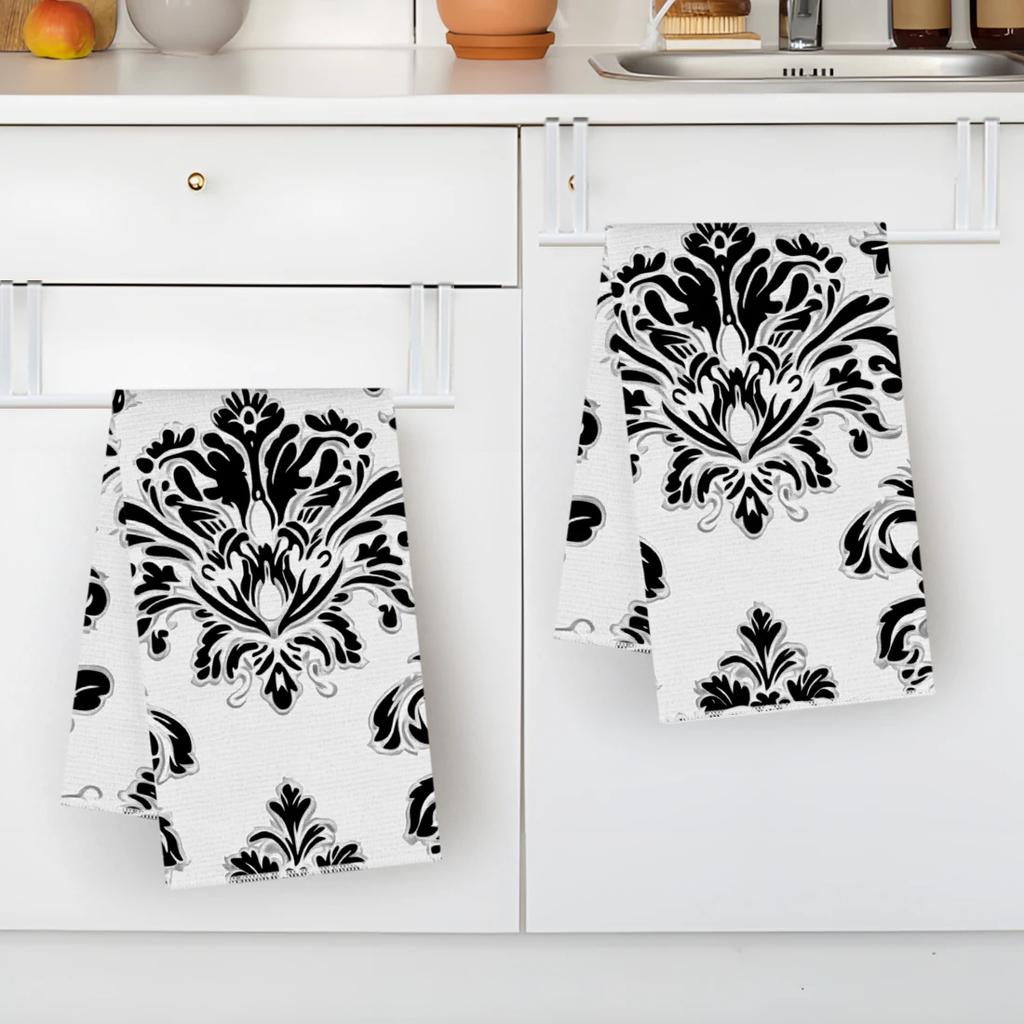 2pcs/set Kitchen Towels Black white ethnic style bohemian styleHand Towels Christmas Decorations for Home Noel Dish Towels Gifts
