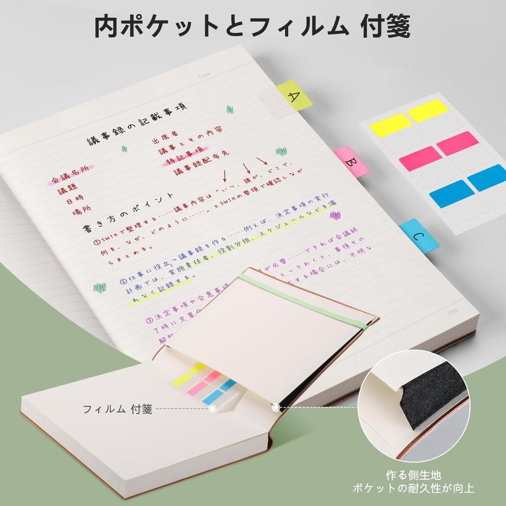 AHGXG B5 Classic 100GSM Heavyweight Horizontal Ruled A 160 19cm W X 25cm Perfect for and Light Green Notebook, Paper, (7mm Rule), Sheets, Softcover,