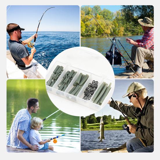 40Pcs/Set Carp Fishing Accessories Set with Storage Box Portable Metal Swivels Soft Tubes Sleeves Carp Fishing Gear Equipment Kit