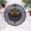 Kaijit - Majestic Owl Design 3D Hanging Wind Chime with Golden Mirror Reflection, Bird Deterrent Outdoor Decor for Garden & Weddings