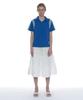 PARTIMENTO WOMEN Numbering Applique V-Neck Polo_Blue