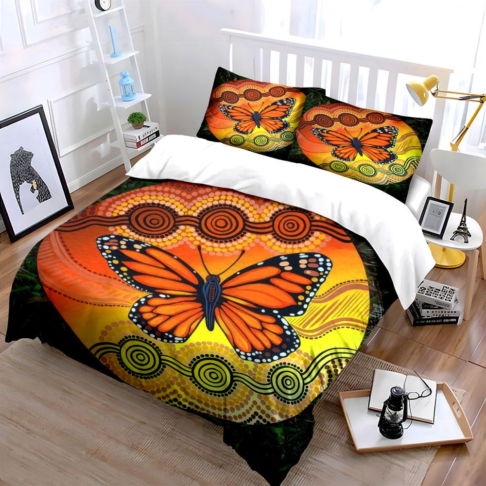 Butterfly Pattern Home Decor Set Soft Comfortable Duvet Cover Bedding Set Included 1*Duvet Cover & 2*Pillowcases, Gift