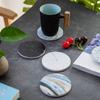 2PCS Random Marble-textured Ceramic Absorbent Coasters with Cork Base Bar Drink Coasters with Non-slip Design At The Bottom