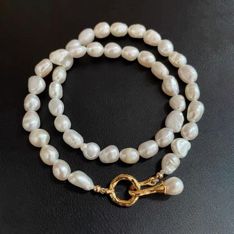 

Винтажное высококачественное ожерелье из жемчуга в форме пресной воды в стиле барокко, цепочка на ключицу, цепочка на шею, жемчужные украшения для женщин