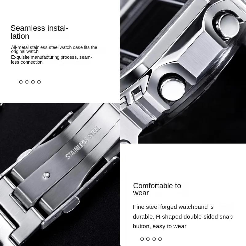 Modified Watch Strap Bezel for G-SHOCK Casio DW-H5600 DWH5600 Bluetooth Heart Rate Solid Stainless Steel Case Watch Band Chain