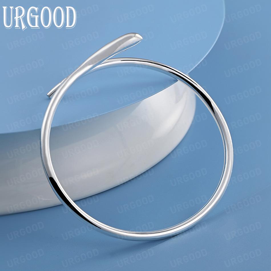 925 Sterling Silver Wedding Gift Teardrop-Shaped Bangle Fashion Jewelry