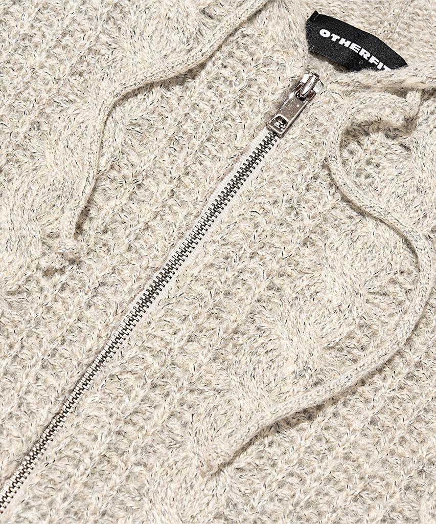 Otherfits Cable Weight Knit Zip-Up Hoodie (Beige)