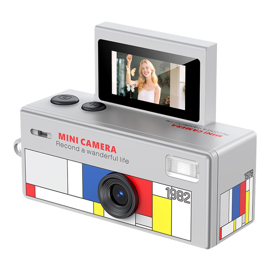 1080P Mini Digital Camera 180° Flip Screen Selfile Keychain Camera Retro CCD Small Camcorder Video Recorder Support Memory Card