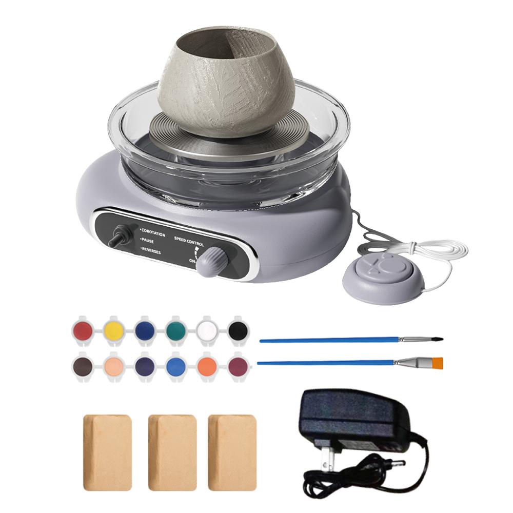 Mini Pottery Wheel Kit Pottery Clay Art 4.7 Turntable Electric Pottery Wheel Detachable Cleaning for Home DIY Ceramic Work светло-серый