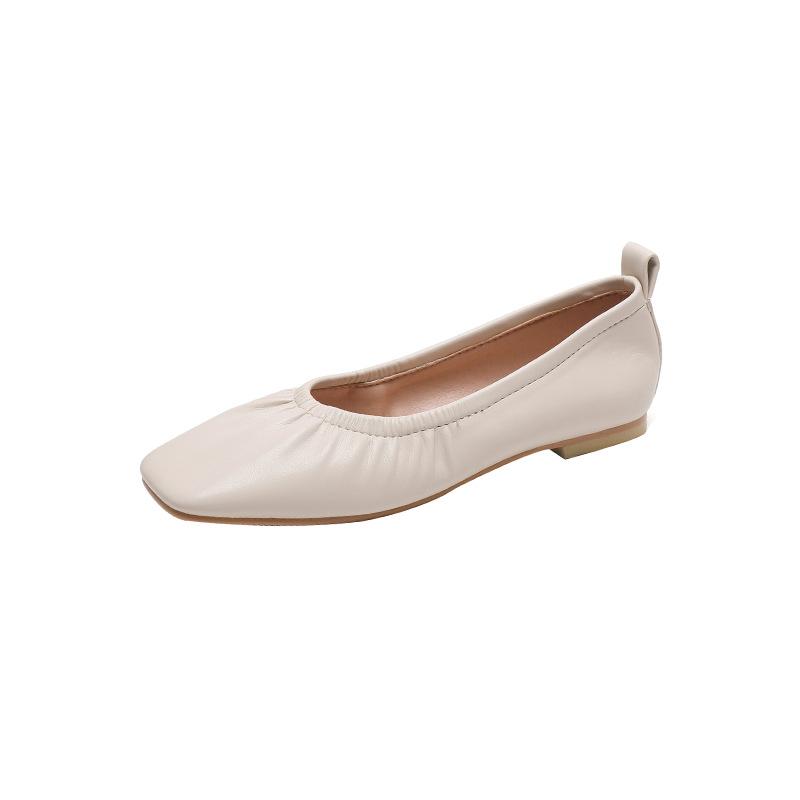 Large Size Women's Shoes 40-43 Widened Grandma Shoes Women's Super Soft Flat Bottom Soft Leather Pregnant Women Peas Comfortable