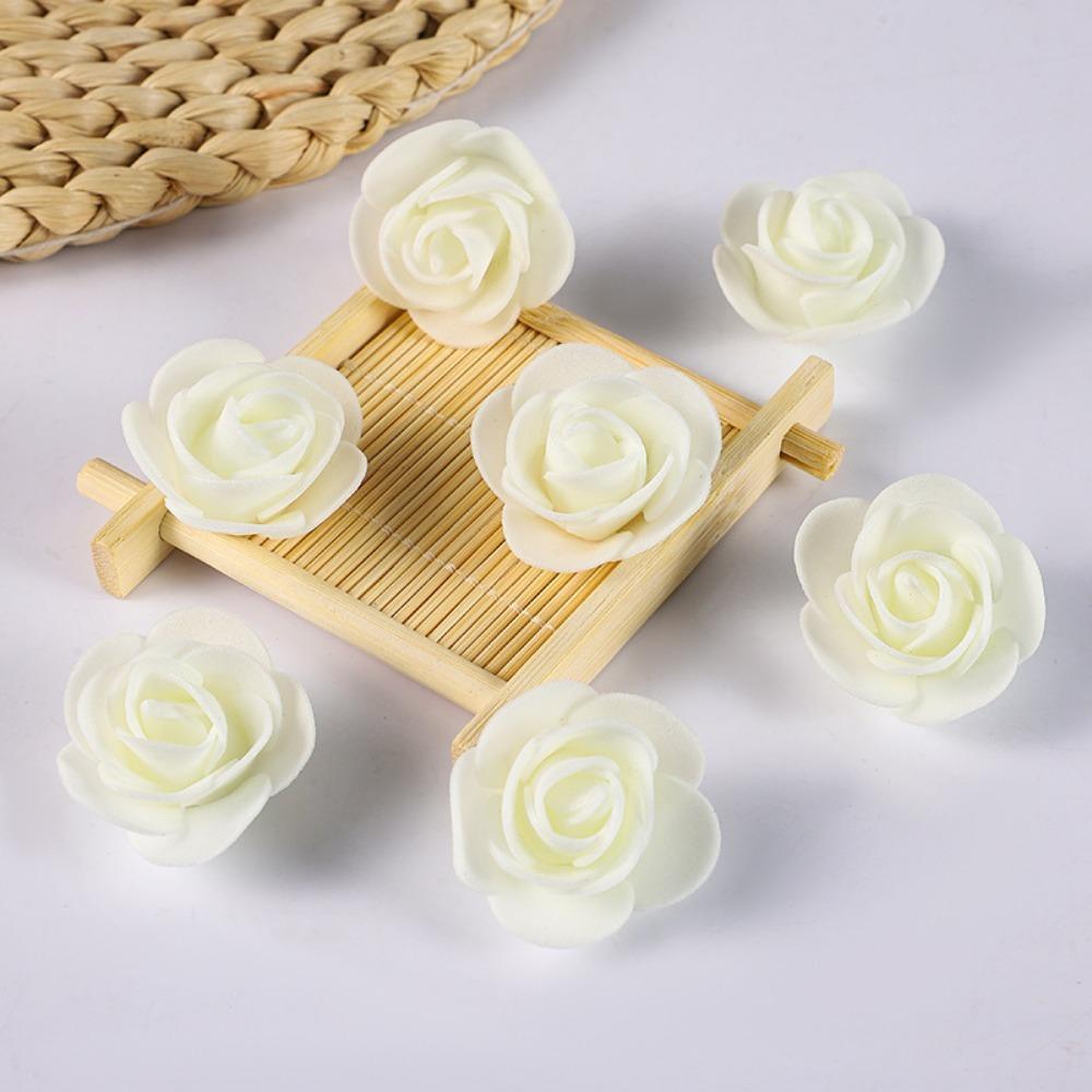 100/200Pcs Artificial Rose Flowers Heads 4cm Foam Fake Flowers For Home Room Decor Outdoor Garden Party Bride Wedding Decoration
