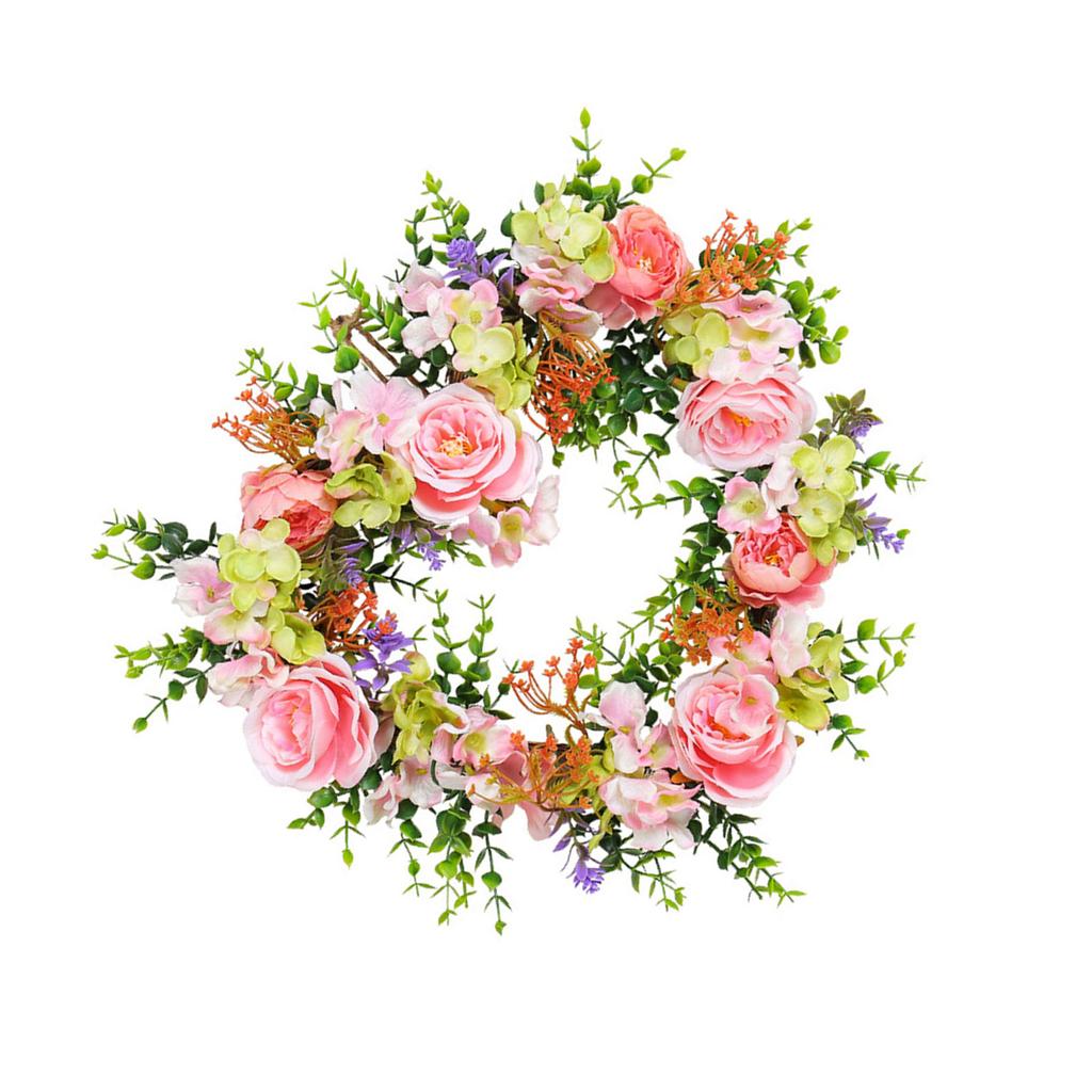 Valentine Day Wreath Heart Shaped Garlands Wreath Vintage Art Simulation Rose Flowers Wreath for Wedding Home Decors
