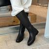 2.5CM European and American Fashion Simple Tall Boots 2025 Autumn and Winter New Round Head Low Heel One Pedal Knight Boots Women