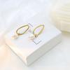 Accessories 18K Geometric Titanium Steel Pearl Stud Earrings Women'S Non-Fading Baroque Pearl Earrings