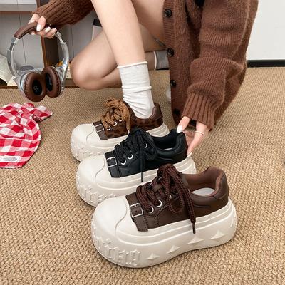 CM Thick-soled Big-head Casual Shoes Children's Autumn New Small Height-increasing Muffin Board Shoes Bread Shoes