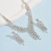 Elegant Crystal Claw Chain Necklace Earring Set Women - Tone Leaf Geometric Design Statement Jewelry Evening Gala