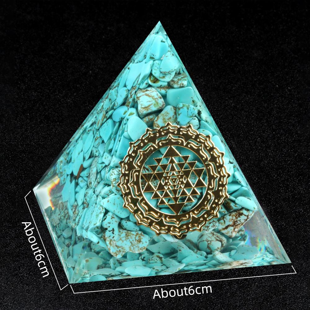 Crystal Devil's Eye Pyramid Natural Crushed Stone Lapis Lazuli Dropping Resin Home and Office Desktop Decoration Crafts 6x6cm