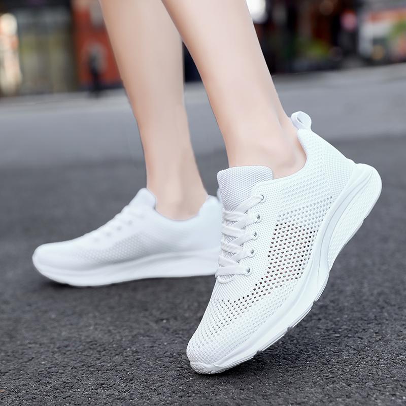 Fashion Women Sneakers Summer Hollow Breathable Sports Thick Sole Wear-resistant Lace Up Training Shoes Hot Selling Casual Running Shoes