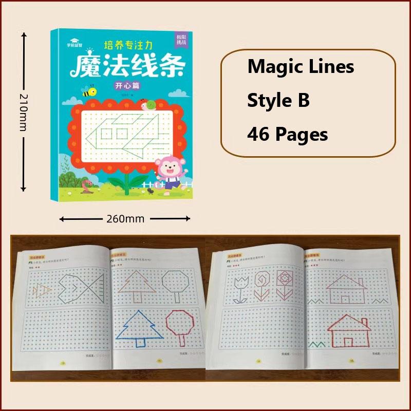 Kids Magic Line Drawing Book, 46 Pages Connect Dots Activity Workbook, Fun Way To Build Concentration & Hand-Eye Coordination