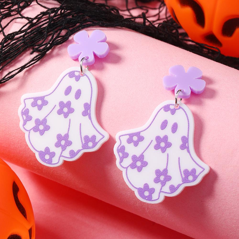 Cross-Border Halloween Cartoon Heart Ghost Tassel Earrings