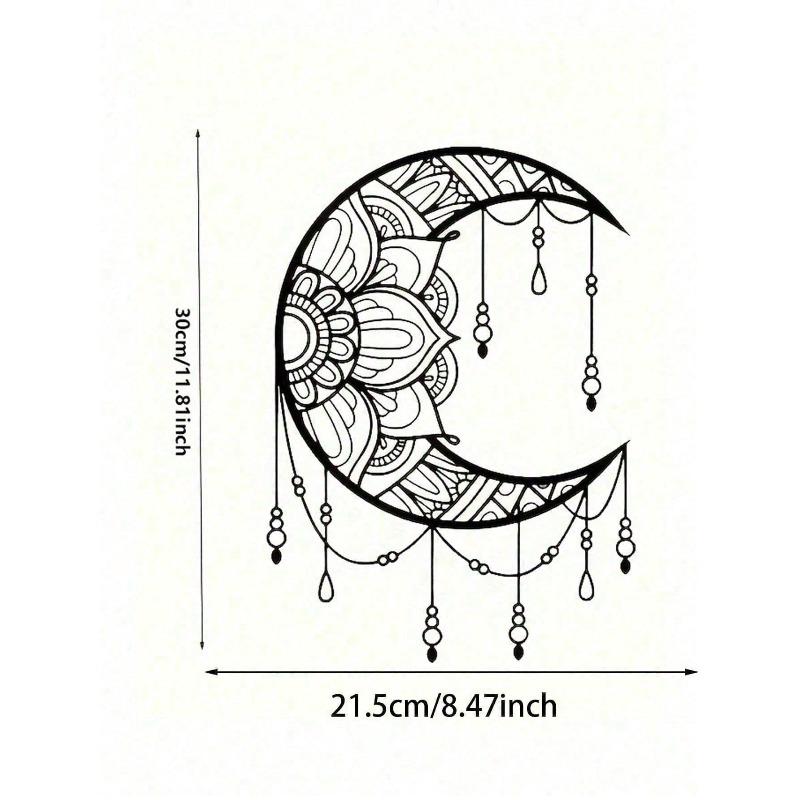 Moon Phase Mandala Wall Art Bohemian Metal Decor with Healing Crystals
