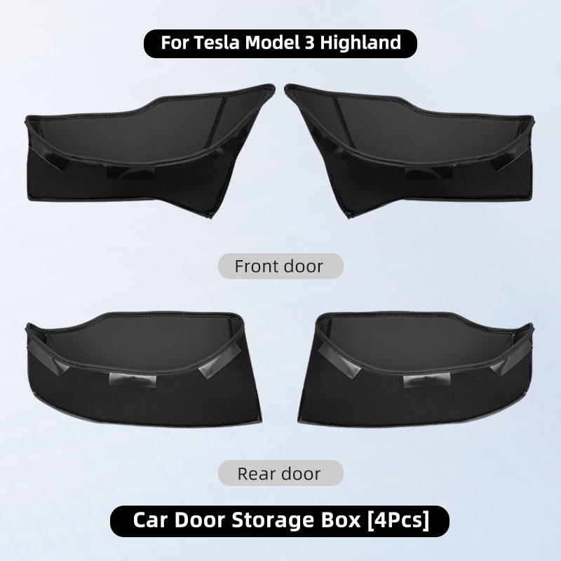 For Tesla Model Y Juniper Model 3 Highland Door Side Storage Box Full-Cover Front and Rear Interior Storage Box Accessories