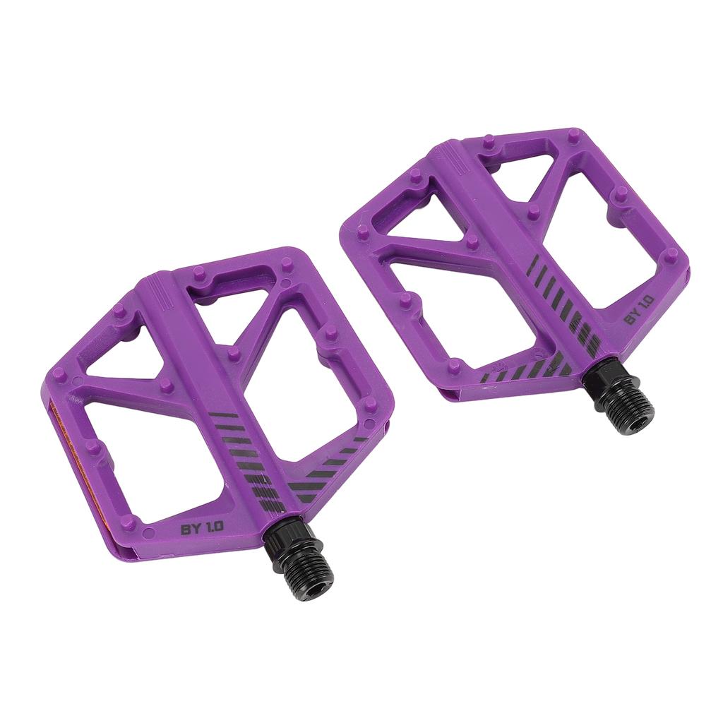 Bike Pedal Boron Steel Axle Nylon Fiber Non Slip Toothed Nail Design Road Bike Flat Pedal Purple
