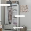 Wardrobe Closet Storage Cabinet With Hanging Rod Curtains 3 Removable Fabric Drawers 105 X 48 X 160 Cm White