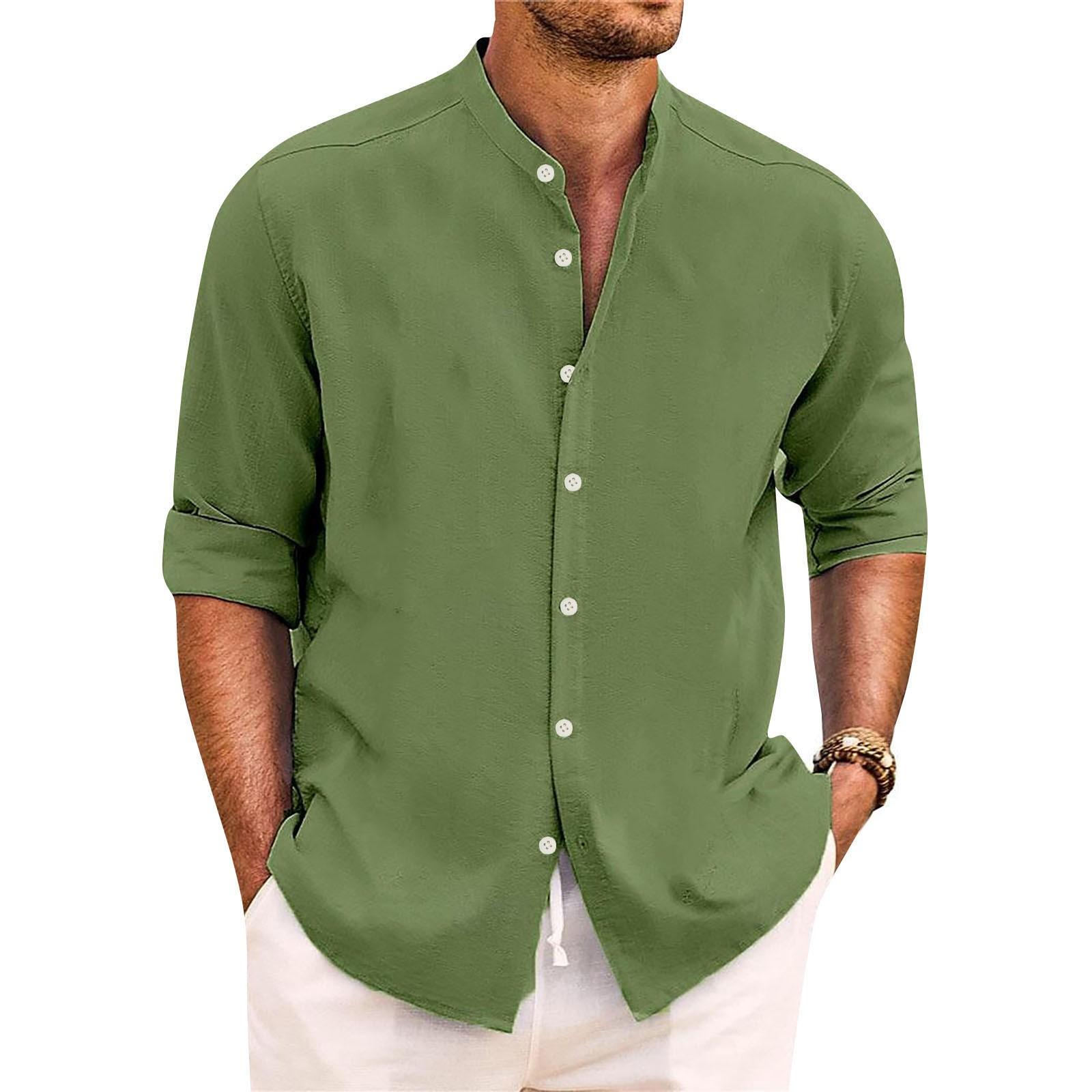 

Чоловіча літня нова сорочка з довгим рукавом, кардиган, пляжна сорочка L армія зелений колір