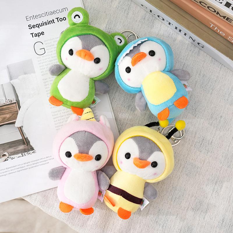 Animais de Pelúcia Fofos Pinguim Boneco Chaveiro Brinquedo de Pelúcia Pinguim Pequeno se Transforma em Dinossauro Sapo Boneco Chaveiro Pingente de Bolsa Presente