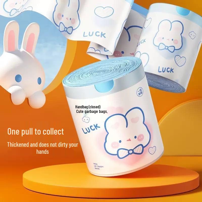 Blue Heart Rabbit Large-Capacity Cute Cartoon Drawstring Garbage Bag