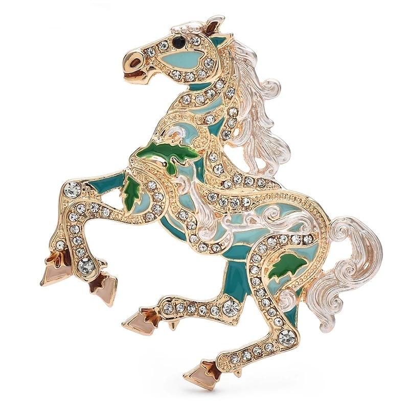 Running Horse Brooch for Women Enamel Animal Party Banquet Pins