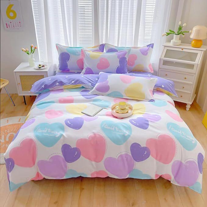 Home Textile Three-Piece Romantic Small Love Cartoon Digital Printing Quilt Pillowcase Bedding 90 * 200 two-piece set