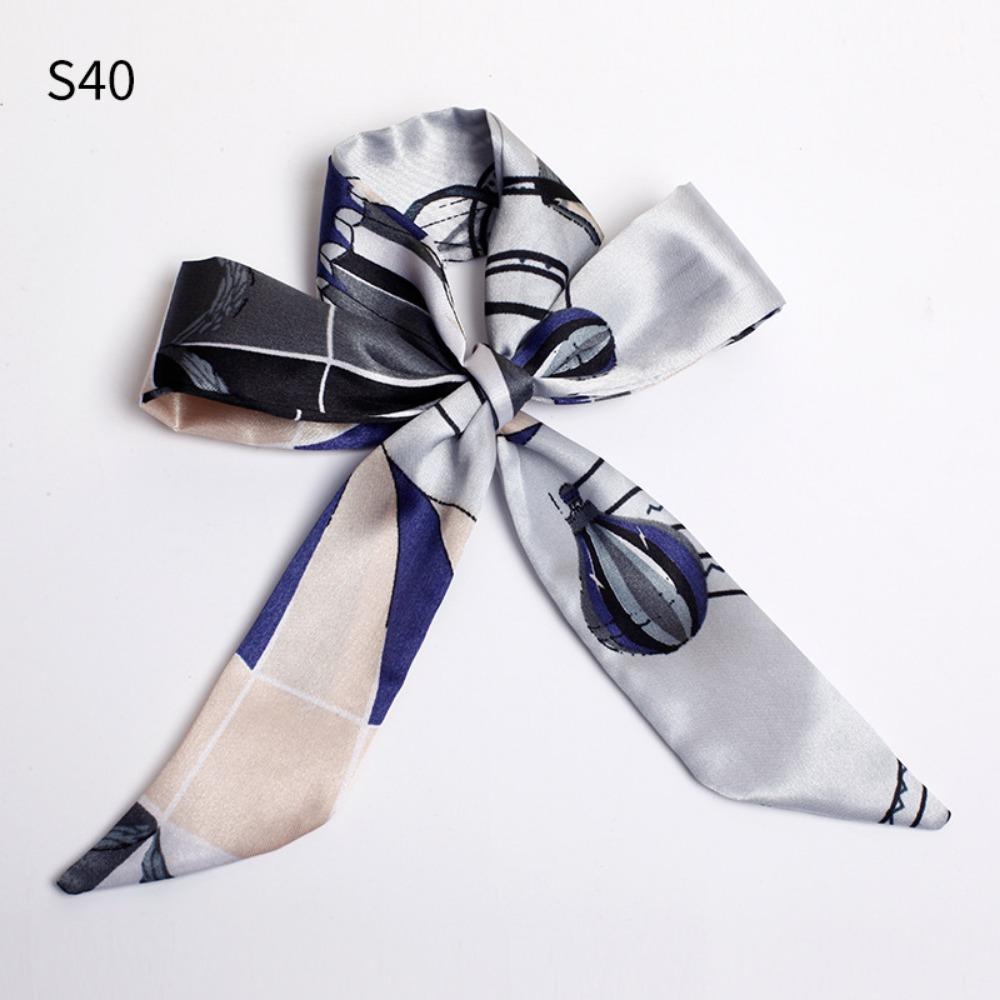 Women Luxury Silk Skinny Scarf, Fashion Bag Scarf, Neckerchief Hair Headband