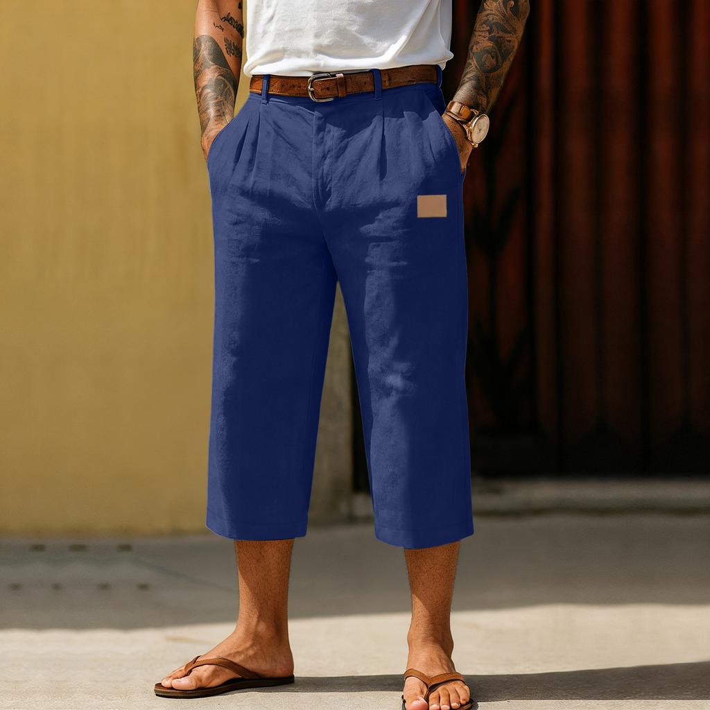 Pantaloni a gamba dritta cropped sportivi e casual da uomo