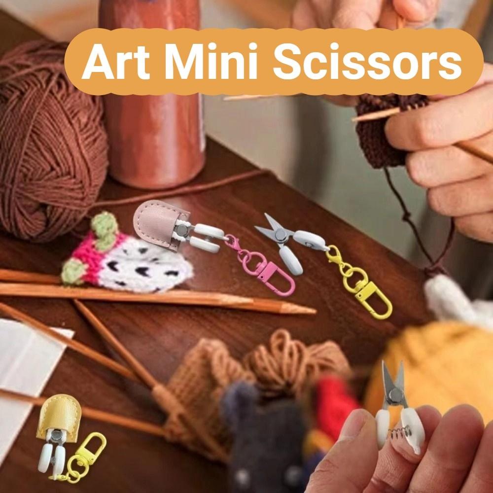 High Precision Art Mini Scissors with Protective Cover Colorful Hook Buckle Sewing Embroidery Snips with Storage Box Portable