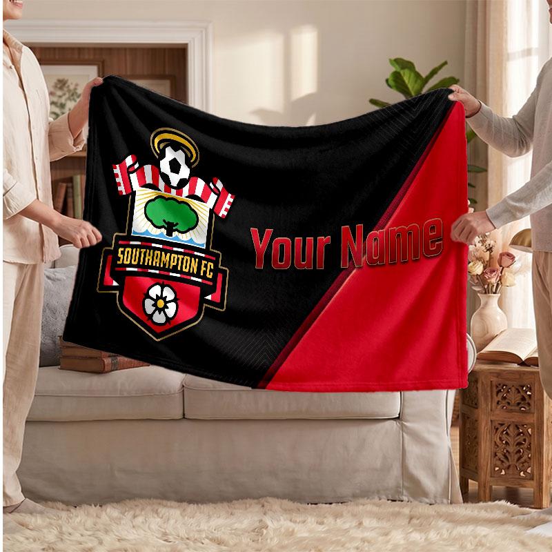 Southampton FC Personalisierte Fleecedecke Mit Fußballlogo, Individueller Name Text Weich Warm Heimdecke