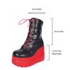 Color Blocked Side Zip Wedge Heel Mid-Calf Boots  Thick Sole Punk Gothic Boots For Women Front Lace Up Platform Shoes Botas